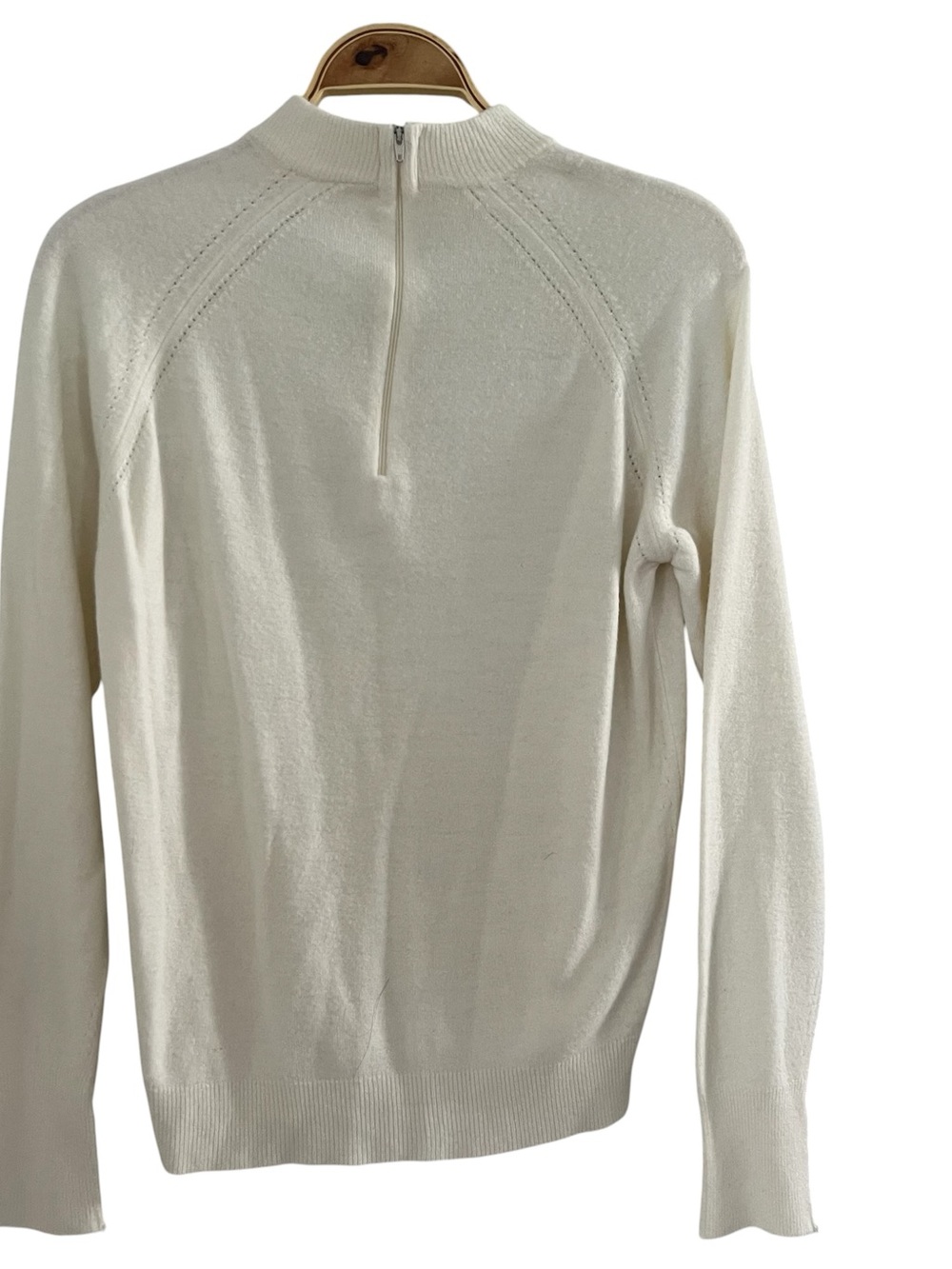 Women’s Cream Long sleeve Pullover Sweater Quarter Zip Mock Neck Sz M